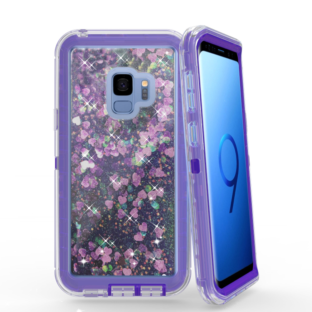 Galaxy S9+ (Plus) Star Dust Liquid Clear Armor Robot Case (Purple)